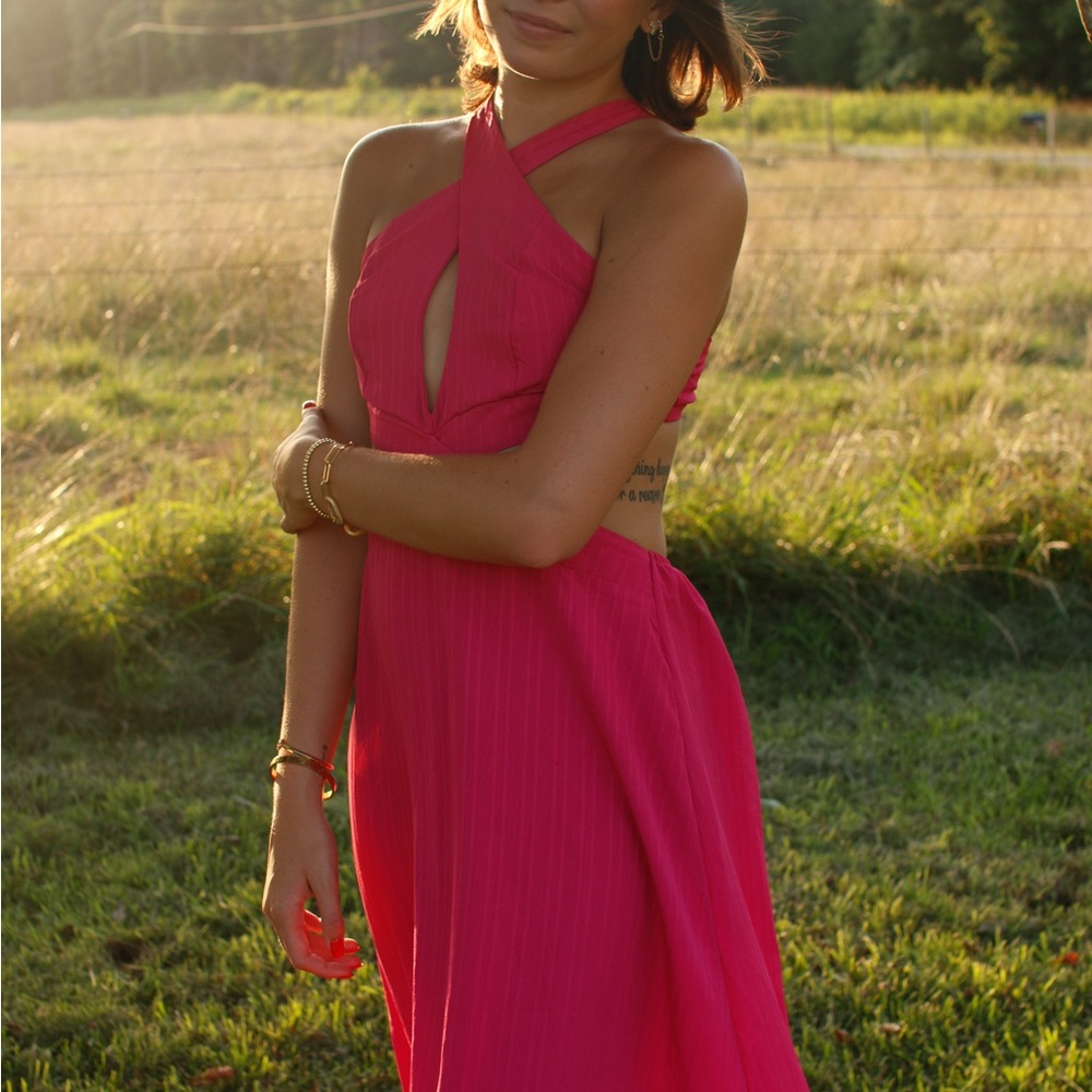 SHEIN Vibrant Pink Backless Dress
